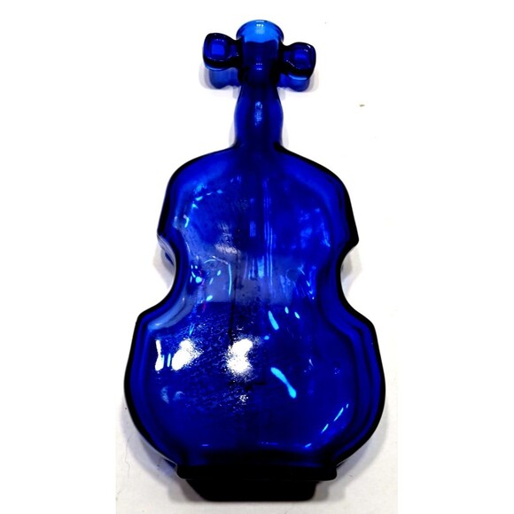Cobalt Glass Guitar Cologne Bottle No Stopper/Cork  Blue Nashville Musician Sing - Picture 1 of 5